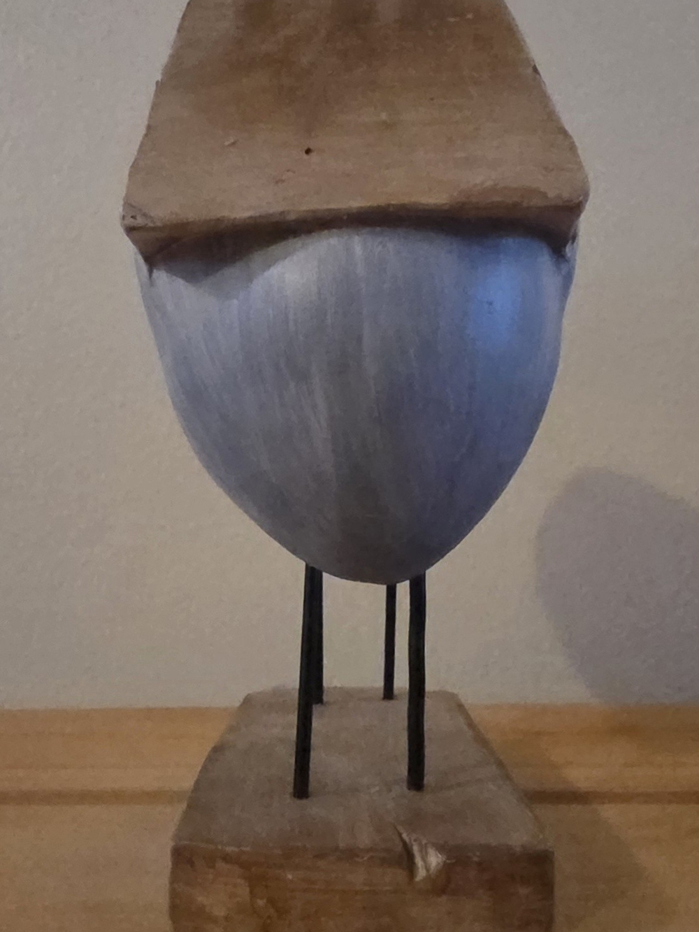 Handcrafted Two-Tone Wooden Sea Bird Sculpture - Gray & Natural Wood - Picture 4 of 6